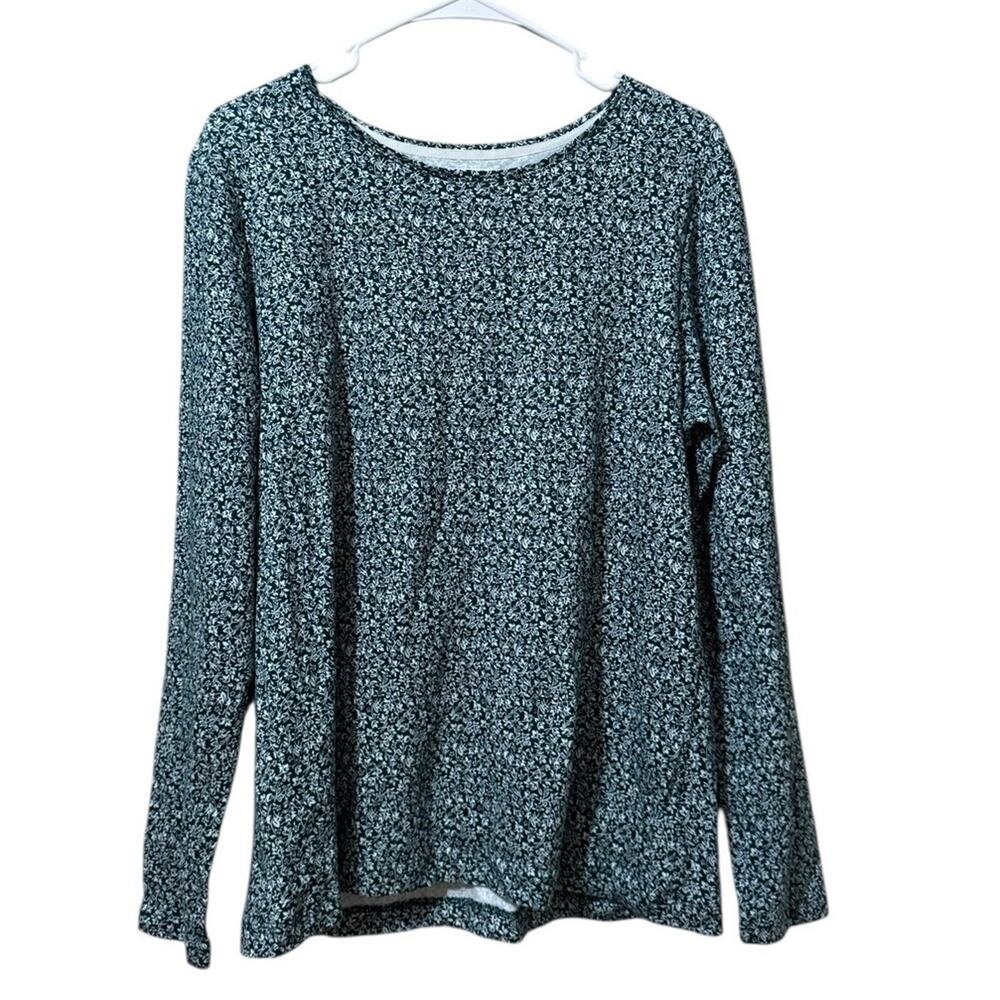 Croft & Borrow The Classic Tee Women Size Large Floral Long Sleeve Shirt Cotton